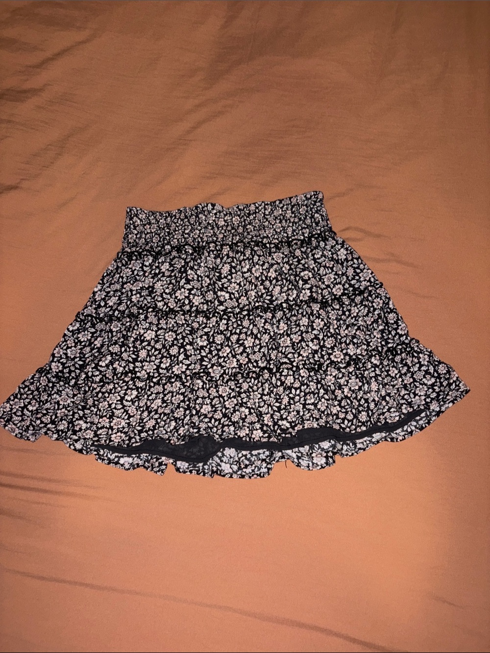 American Eagle Outfitters Black Skater Mini Skirt with White Floral